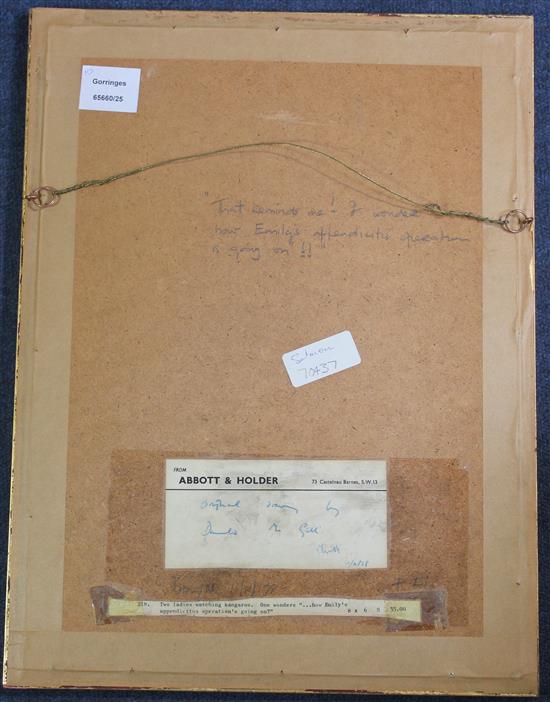 Donald McGill (1875-1962) No.1903, I wonder how Emilys appendicitis operation is going on!, overall 10.75 x 6.75in.